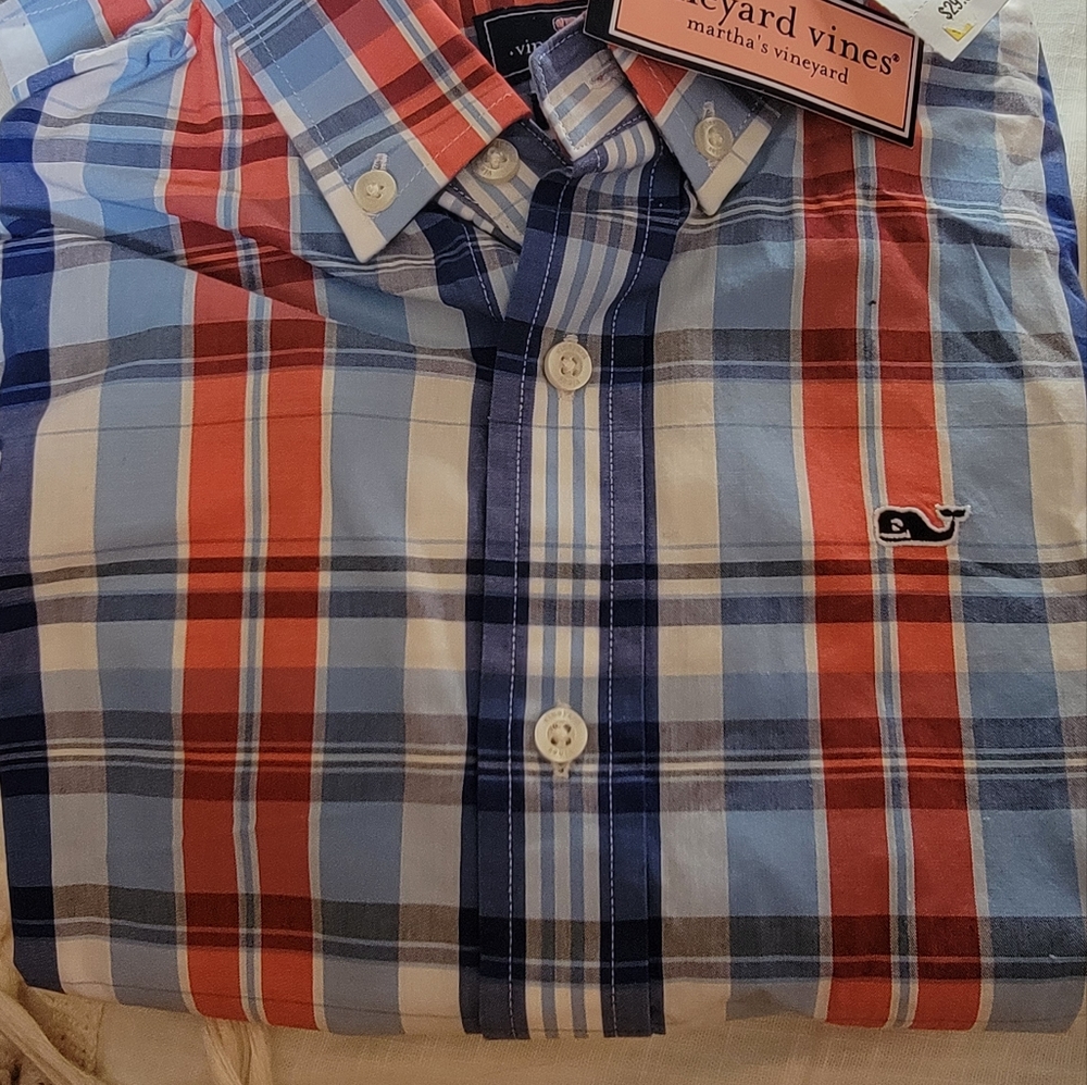 Boys size 7 Vineyard Vines long sleeve plaid shirt